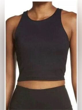 Madewell MWL NWT Black High Neck Crop Tank Size M